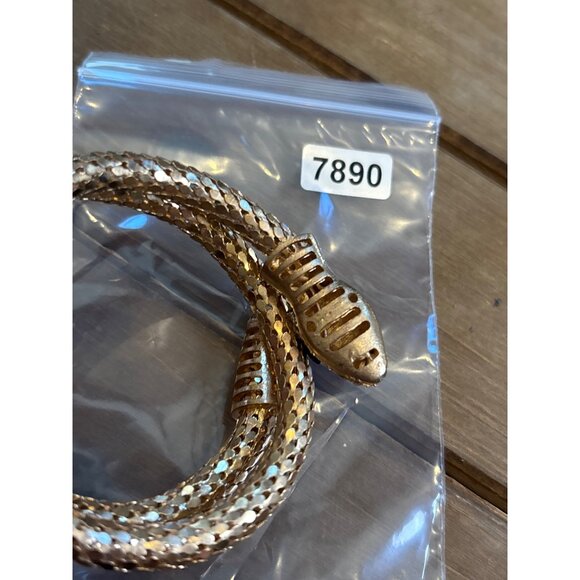 Gold Tone Snake Wrap Bracelet With Rhinestones - Picture 3 of 10